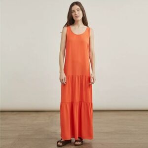 Elizabeth and James Maxi Tank Dress Tiered Flame Orange‎ XL Vibrant Bold Chic